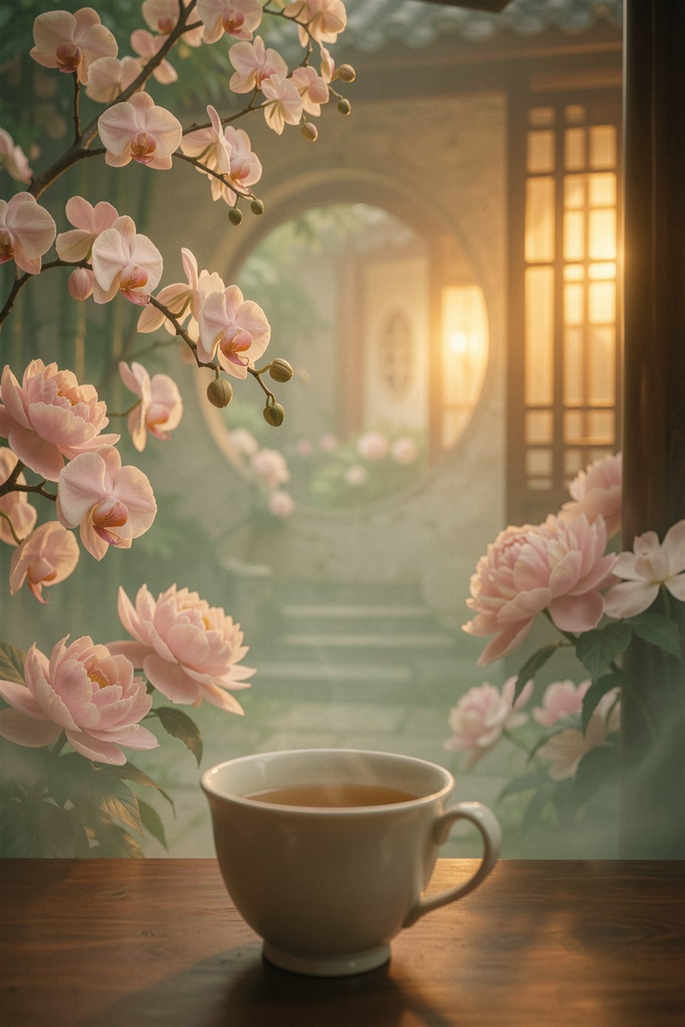 Orchid tea veranda poster designed for a warm dining or study gift